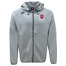 The Indiana University Women Tempo Vapodri Full-Zip Hoodie by EMB Canterbury features the IU logo and text on the left chest, a Canterbury logo on the right shoulder, and offers moisture-wicking comfort with classic collegiate style.