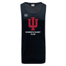 The Indiana University Women Tempo Vapodri Singlet by WRS Canterbury is a black, sleeveless moisture-wicking top with a red IU logo and "WOMEN'S RUGBY CLUB" on the front, designed for superior athletic performance.