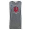 The Indiana University Women Tempo Vapodri Singlet by WRS Canterbury is a gray sleeveless athletic shirt with a red IU logo and "WOMEN'S RUGBY CLUB" text, made from recycled polyester for comfort and sustainability.