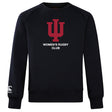 The Indiana University Women Club Crew Sweatshirt by WRS Canterbury is a black, ultra-soft sweatshirt featuring a red IU trident above “WOMEN'S RUGBY CLUB” in white and an embroidered CCC logo on the left sleeve.