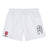 The Indiana University Women Tactic Short by EMB Canterbury features a lightweight white design with an elastic waistband, IU Women's Rugby Club logo in red, and black Canterbury logo—ideal classic shorts for practice or play.