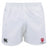 The Indiana University Women Player's Drill Short by EMB Canterbury is made from recycled fabric, featuring the Canterbury logo on the left leg and the Indiana University Women's Rugby Club logo on the right.