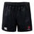 The Indiana University Women Player's Drill Short by EMB Canterbury is made from recycled fabric and features the Canterbury logo on the left leg and an IU Women's Rugby Club emblem on the right.