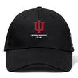 The EMB Canterbury Indiana University Women Flexfit Drill Cap features a red IU logo and "Women's Rugby Club" embroidered in white on the front.
