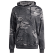 The All Blacks Camo Hoodie by adidas is a gray camouflage-patterned hoodie made from recycled polyester, featuring a drawstring hood, long sleeves, and the "All Blacks" logo on the chest.