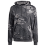 The All Blacks Camo Hoodie by adidas is a gray camouflage-patterned hoodie made from recycled polyester, featuring a drawstring hood, long sleeves, and the "All Blacks" logo on the chest.