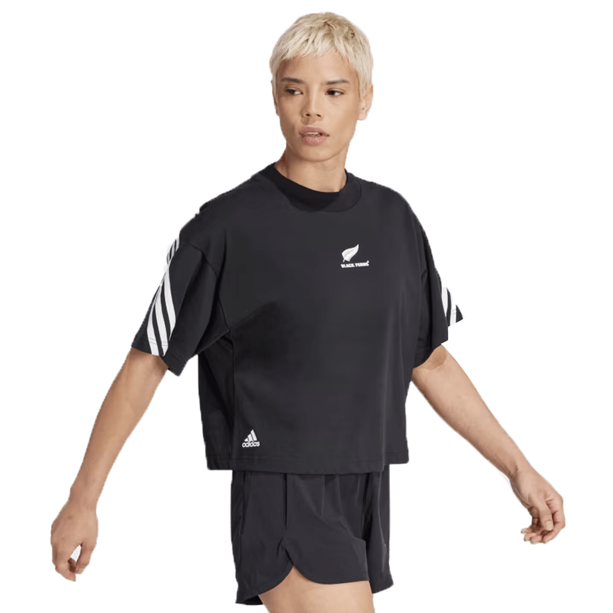 Adidas Women's Black Ferns 3-Stripe Tee / World Rugby Shop Adidas Women's Black Ferns 3-Stripe Tee / World Rugby Shop