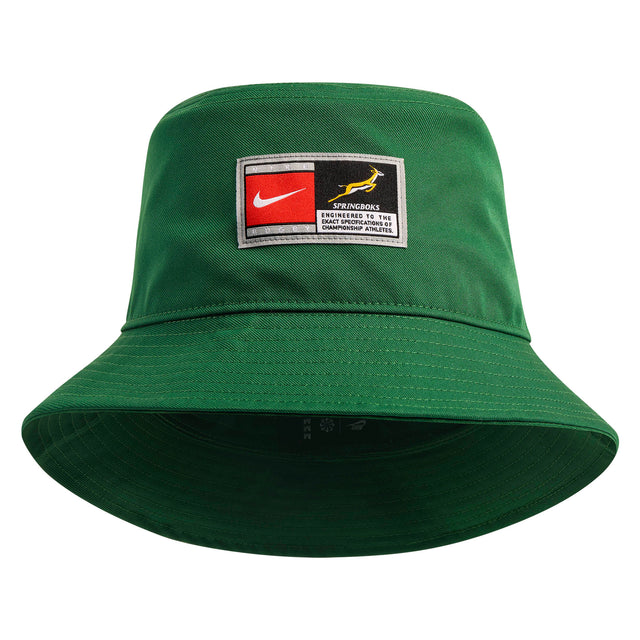 Green Springboks Apex Bucket Hat by Nike featuring a team logo patch and branding.