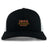 The EMB S&S Activewear Iona College Retro Trucker Cap features a black and white design with "IONA RUGBY" in yellow and red on the front, plus a classic snapback closure for adjustable comfort.