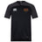 The Iona College Vapodri Evader Jersey by EMB Canterbury is a black short-sleeve rugby jersey with the Canterbury logo on the right chest, "IONA RUGBY" on the left, and moisture-wicking fabric for comfort on and off the field.