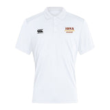 The Iona College Club Dry Polo by EMB Canterbury features a collar, short sleeves, Canterbury logo on the right chest, "IONA RUGBY" on the left, and Vapodri technology for breathable comfort—ideal for active wear.