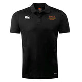 The Iona College Club Dry Polo by EMB Canterbury is a black, short-sleeve polo with the Canterbury logo on the right chest, "IONA RUGBY" on the left, and breathable Vapodri tech—ideal for active wear.