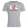 Show your rugby pride in the Canterbury Illinois CCC Flag Club T-shirt by WRS Canterbury, featuring a light grey design with a bold Canterbury Kiwi logo and “canterbury” in striking red text.