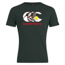 The Canterbury Illinois CCC Flag Club T-shirt by WRS Canterbury is dark green with a white and red "CCC" logo, graphic patterns, and "canterbury" in red on the chest, inspired by the classic CCC Flag Club tee.