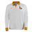 The Springboks Heritage Long Sleeve Rugby Jersey by Nike - HO25 is a white jersey with gold collar and cuffs, featuring the Nike logo and the iconic Springboks emblem on the chest.