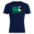 The WRS Canterbury Ireland CCC Flag Club T-Shirt is dark blue and features "Canterbury" text with a vibrant design of green, white, and orange curved shapes, ideal for fans who love rugby style and national pride.