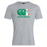 The Canterbury Ireland CCC Flag Club T-Shirt by WRS Canterbury is a gray tee showcasing the iconic green and white logo on the front.
