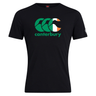 This WRS Canterbury Ireland CCC Flag Club T-Shirt in black features green and orange accents with the Canterbury logo, highlighting its unique style.