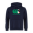 The Canterbury Ireland CCC Flag Club Hoodie by WRS Canterbury in navy blue features a vibrant green, orange, and white Ireland logo, with a subtle white CCC Flag Design on the left sleeve.