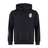 The Ireland Shield Club Hoodie by EMB Canterbury is a black masterpiece featuring a tricolor shield emblem on the chest and sleeve branding, crafted from premium sweatshirt fleece for ultimate comfort.