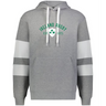 The WRS Augusta Nations of Rugby Ireland Est 1875 Jackson Way Hoodie features white drawstrings, white sleeve stripes, and a shamrock crest—perfect for any Ireland Rugby fan.