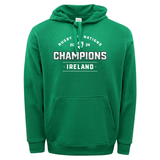 Green Ireland 6 Nations 2024 Champions 60/40 Hoodie pullover with WRS Augusta print.