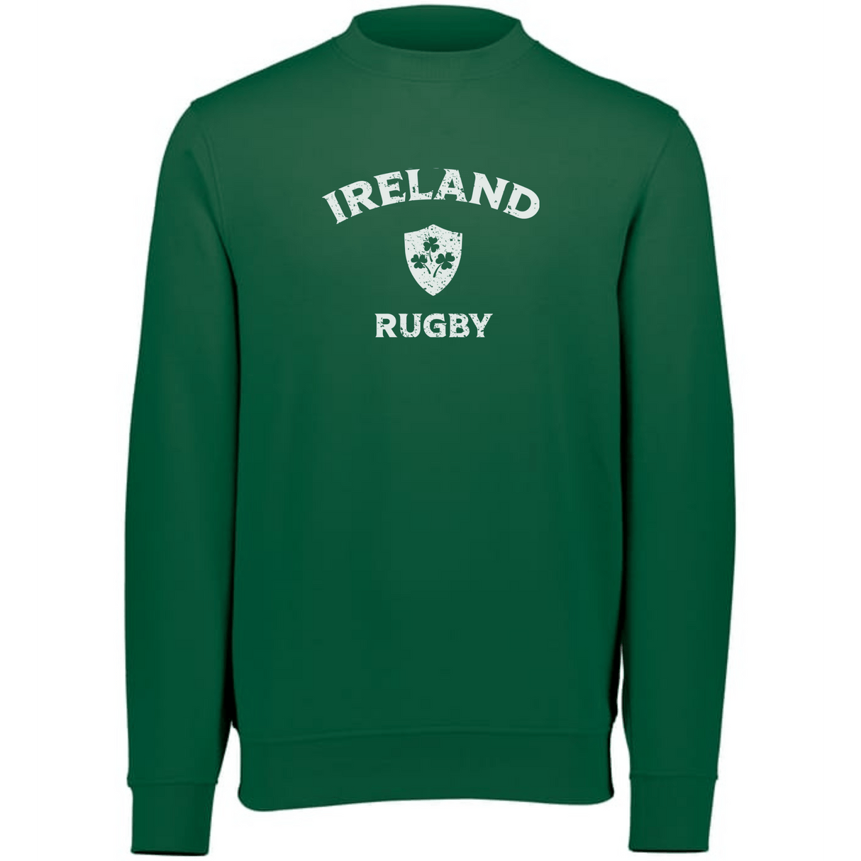 This Nations of Rugby Ireland Rugby Fleece Crewneck Sweatshirt by WRS Augusta is a must-have for any Irish rugby supporter. The green color represents the team's iconic jersey, while the rib knit cuffs and waistband provide a snug and secure fit.