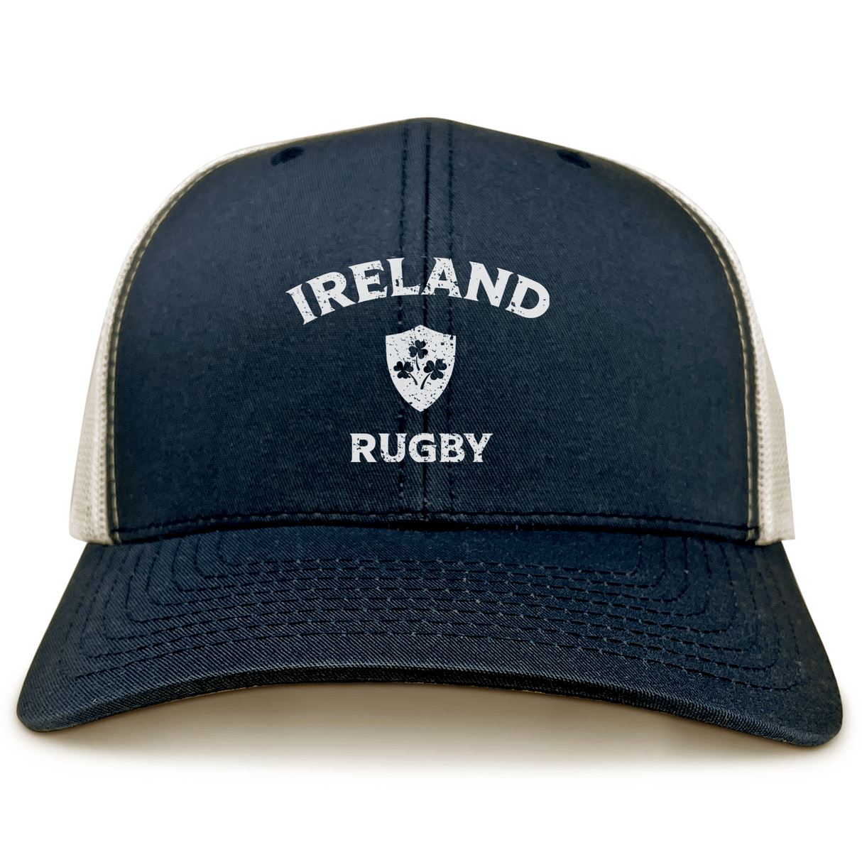 EMB Alpha Broder Nations of Rugby Ireland Retro Trucker Cap with snapback closure.