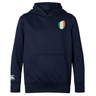 The Ireland Shield Club Lightweight Hoodie by EMB Canterbury is a lightweight navy hoodie with a front pocket, featuring an Ireland shield emblem and Canterbury logo on the right sleeve.