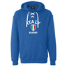 The Nations of Rugby Italy Rugby Hockey Hoodie by WRS S&S Activewear features white laces, "Italy Rugby" text, and an Italian flag shield logo—perfect apparel for rugby supporters.