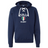 The Nations of Rugby Italy Rugby Hockey Hoodie by WRS S&S Activewear features navy blue fabric, a white lace-up front, front pocket, and "Italy Rugby" text above an Italian flag shield—perfect for Italy rugby supporters.