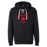 Black hoodie with "Nations of Rugby Canada Rugby" and a maple leaf graphic on the front, perfect as a rugby hoodie.