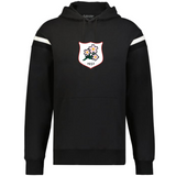 The WRS Augusta Japan Heritage Prep Vintage Shield Hoodie features white arm stripes and a floral emblem with "1932" on the chest, combining sporty style and vintage flair.