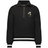 The EMB Augusta Women's Vintage Japan Heritage Prep Pullover features a black quarter-zip design with white and black striped cuffs and hem, plus a floral graphic and "1932" on the chest for heritage-inspired style.