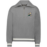 The EMB Augusta Women's Vintage Japan Heritage Prep Pullover is a grey quarter-zip with white-striped cuffs and hem, a floral graphic, and "1932" on the left chest—honoring women's heritage with subtle Japan prep style.