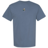 The Japan Vintage Comfort Tee by EMB S&S Activewear is a plain blue shirt with a small chest graphic of three flowers and the number "1993" centered on the front.