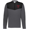 The EMB Augusta Nations of Rugby Japan Sideline Grid 1/4 Zip Pullover is a gray and black long-sleeve top featuring a red "JAPAN RUGBY" logo and cherry blossom emblem on the left chest.