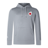 The EMB Canterbury Japan Shield Club Lightweight Hoodie is a lightweight gray hoodie with a drawstring hood, kangaroo pocket, and a small embroidered logo featuring a red circle on the upper left chest, ideal for Japan supporters.
