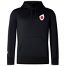The EMB Canterbury Japan Shield Club Lightweight Hoodie is a black hoodie with a drawstring hood, front pocket, and an embroidered red and white shield emblem on the chest for Japan supporters.