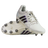 A pair of adidas Kakari Avaglide SG rugby boots in Off White/Grey Five, with one boot upright and the other displaying the metal-studded sole for soft ground play.