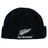 A stylish adidas beanie in black, featuring a white fern leaf and the iconic "All Blacks" text, celebrating rugby heroes.