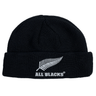 A stylish adidas beanie in black, featuring a white fern leaf and the iconic "All Blacks" text, celebrating rugby heroes.