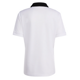 Back view of the adidas All Blacks 25/26 Replica Away Jersey, a white short-sleeve polo with a black collar, shown on a plain light background.