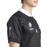 A man wearing the Black Ferns WRWC25 Replica Home Jersey by adidas.