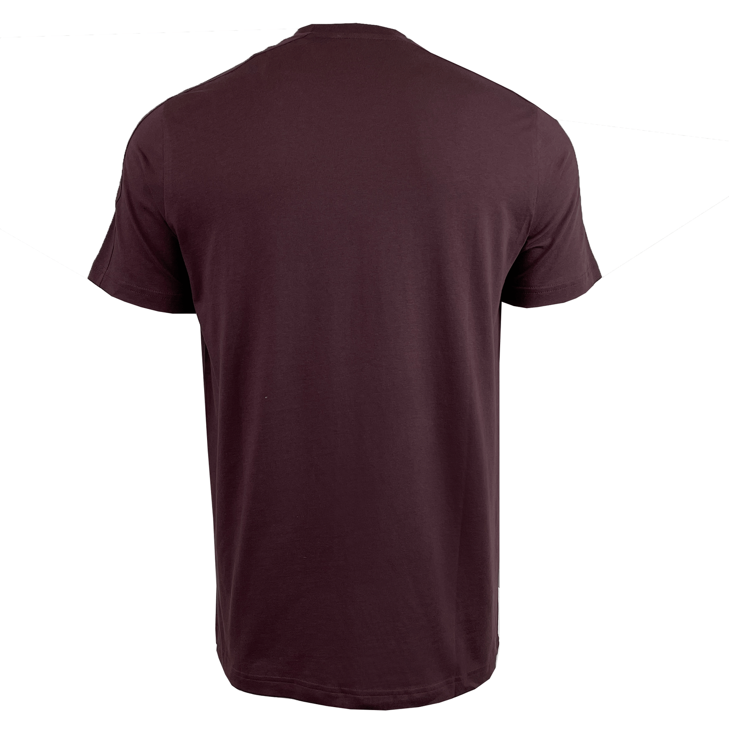 The All Blacks 24/25 Fan Tee by adidas is shown from the back against a white background, featuring subtle 3-Stripes detailing. Its color is dark maroon with short sleeves.