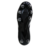 The adidas Kakari Z.2 SG rugby boots feature a black outsole with six metal studs and small grip elements for soft ground, making them ideal forwards boots. Shown from below against a white background. Brand: adidas.