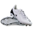 A pair of adidas RS15 Elite SG rugby boots in White/White/Core Black are shown on a plain white background, with one upright and one displaying the metal-studded sole.