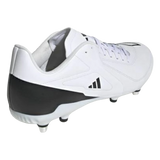 The adidas RS15 Elite SG in White/White/Core Black features laces, molded studs, and a side logo—perfect for those who want lightweight rugby boots engineered for elite performance.