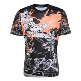 The All Blacks 26/27 Captains Run Replica Jersey by adidas features dynamic black and orange comic-style graphics and displays the adidas "All Blacks" logo on the chest.