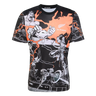 The All Blacks 26/27 Captains Run Replica Jersey by adidas features dynamic black and orange comic-style graphics and displays the adidas "All Blacks" logo on the chest.